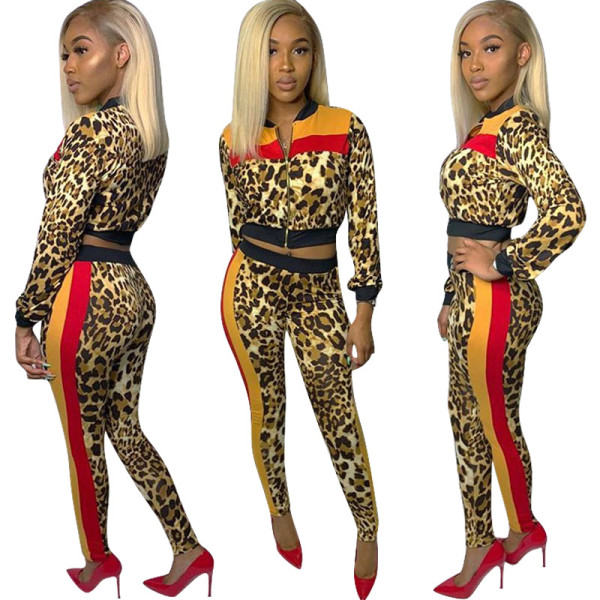 Wholesale Price Leopard Print Track Suits H1087