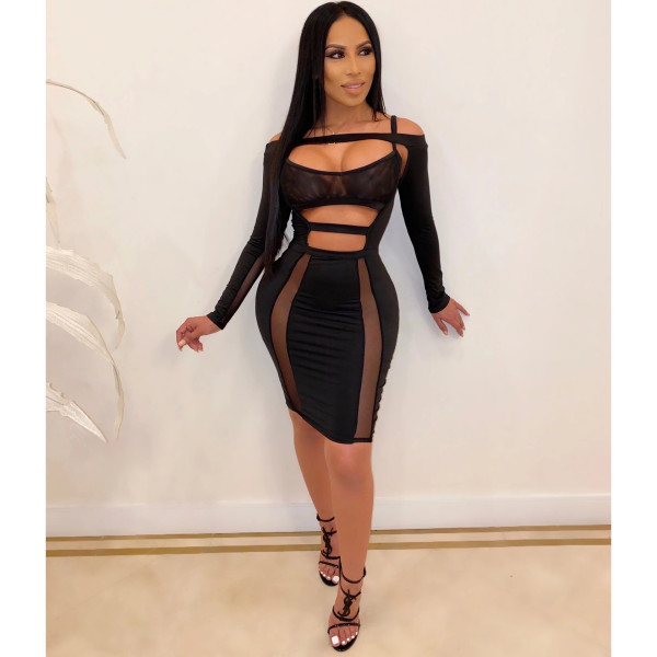 Nightclub dress sexy hollow nightclub skirt FM1230
