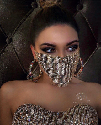 Nightclub birthday party decoration mask shiny water diamond metal mask CHP16