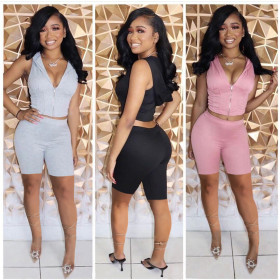 Home Wear Sleeveless Slim Casual Two-piece Suit YZ2176