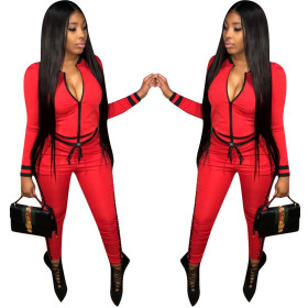 Wholesale Sport 2 Pieces Suits Zipper Coat Pencil Pants OEP5270