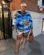 Sexy Tie Dye Printed Zipper Long Sleeves Plus Size Mini Dress OMF212