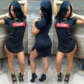 Wholesale Price Irregular Short T-Shirt Dress For Women H1028