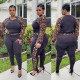 Pants suit + round neck leopard pattern stitching top women's spot YFS1254