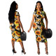 Chrysanthemum print milk silk sexy skirt MY9658