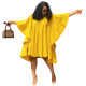 Yellow Loose Fitting Ruffle Long Sleeves Irregular Dress NK037