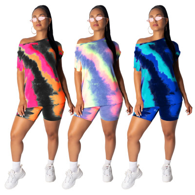Female Tie-Dye Printing Two-Piece Loose Outfits GL6170