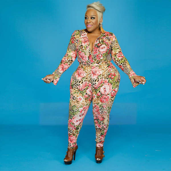 Women's floral print long shirt and pants suit YFS1248