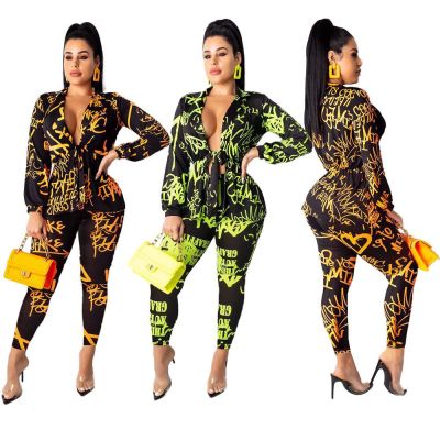 Letter print two-piece suit MN8056