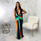 Sexy Hot Digital Printed V-Neck Dress SMR9200