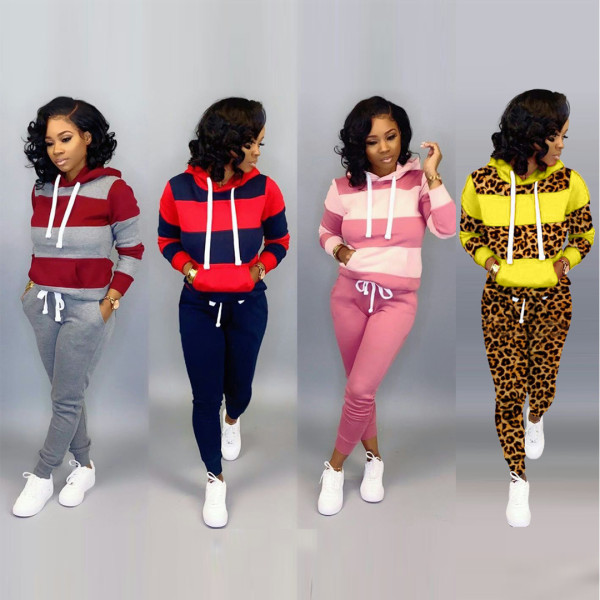 Leopard fashion sweater sports and leisure suit autumn and winter models YX9158