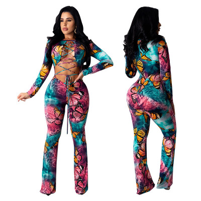 Fashion sexy exposed navel tie bodysuit YF8528