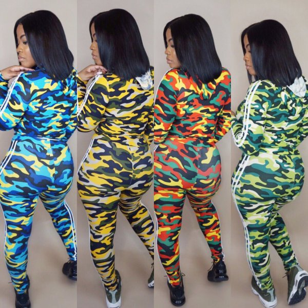 Camouflage print two pieces outfits H1088
