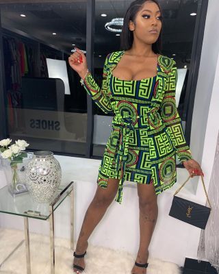 Printed jacket casual dress two-piece suit YH8879