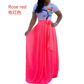 Wholesale Loose Printing Summer Pleated Skirt CCY8137