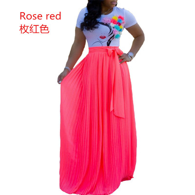Wholesale Loose Printing Summer Pleated Skirt CCY8137