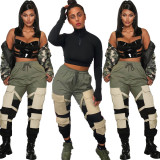 Fashion Drawstring Color Patchwork Winter Sporty Pants HY5134