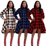 Street Wear Plaid Overlay Shirt Midi Dress HG5130