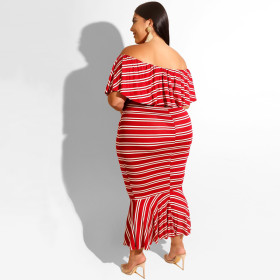 Fringe stripe dress tight sexy hip size women's clothingOSS19293