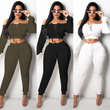 Bodycon Solid Color Bandage 2 Pieces Outfits OFN6138
