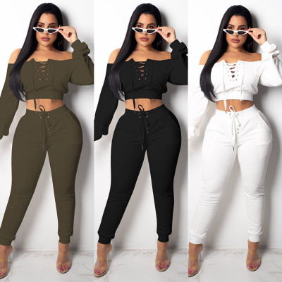 Bodycon Solid Color Bandage 2 Pieces Outfits OFN6138