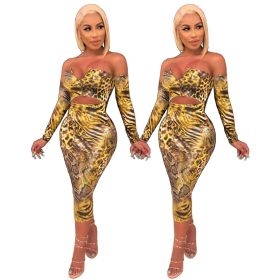 Euramerican Printing Strapless Midi Dress For Women YS292