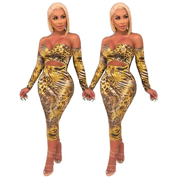 Euramerican Printing Strapless Midi Dress For Women YS292