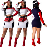 Color Block Two Pieces Mini Skirts Sets T3309H
