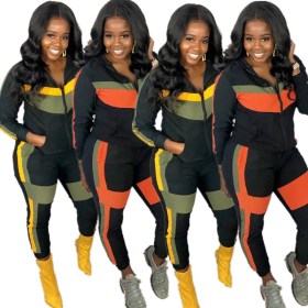 Outdoor Autumn Winter Gym Suits Color Block Leisurewear SMD7026