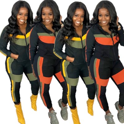 Outdoor Autumn Winter Gym Suits Color Block Leisurewear SMD7026