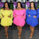 Solid color shoulder wrap chest lotus leaf sleeve waist dress YF1034