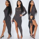 Unique Women Irregular Polka Dots Backless Dress TH3283