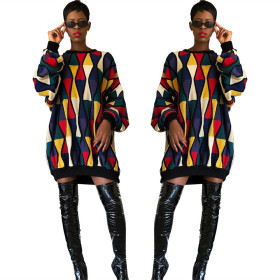 Hot Sale Casual Plaid Sweater Dress H1086