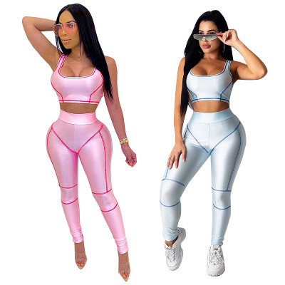 Summer fashion vest trousers leisure sports two-piece suit women's clothing YF8493