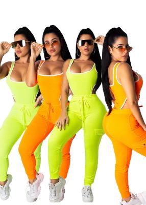Tank Style One-Piece Swimwear Solid Tight Pants HG5222