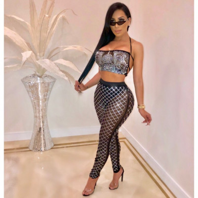 Hot drilling sexy straps nightclub slim two-piece suit MS560