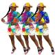 Cool graffiti long sleeve halter nightclub style long dress YF8118