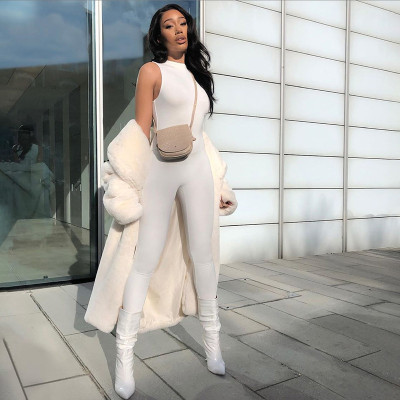 Summer new women's sleeveless slim high waist sports jumpsuit P1736513