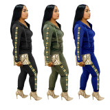 Trendy Women's Sequin Patchwork Bodycon Club Pants Set Outfits Q413