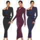 Long sweater long sleeve sexy bottoming knit dress YD5237