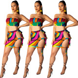 Colorful Sexy Suits Bandeau Top Bandage Skrit CY1125
