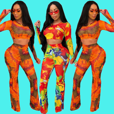 Sexy digital print two-piece suit YS6096