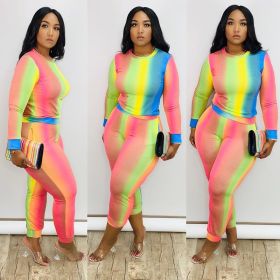 Womens fashion color sports and leisure long two-piece suit BD8001