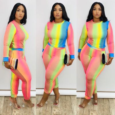 Womens fashion color sports and leisure long two-piece suit BD8001