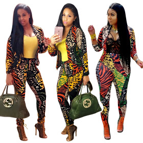 New Arrival Printing 2 Pieces Colorful Bodycon Outfits QQM3101