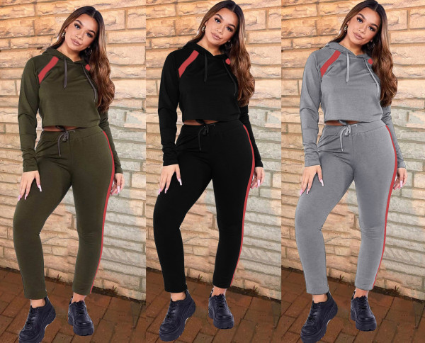 Fashion casual solid color two-piece suit XM10835
