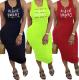 Offset letter print wrinkled irregular dress BN055