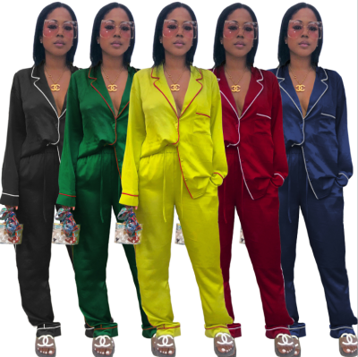 Simulation silk long-sleeved ice silk cardigan suit large size thin section home service ZSC0284