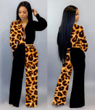 Leisure Women Leopard Printing Patchwork Straight Jumpsuit LMM8092