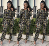 Street Style Printing Leisure Hooded Suits For Women LMM8084